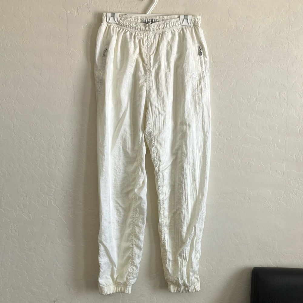 Vintage Jogger Pants Womens M Crinkle Elastic Waist Drawstring Pockets Active
